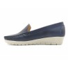 Damen Schlupfschuhe mit Keilabsatz Leder Mokassins Keilschuhe dunkel blau 1709 Casual outlet