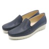 Damen Schlupfschuhe mit Keilabsatz Leder Mokassins Keilschuhe dunkel blau 1709 Casual outlet