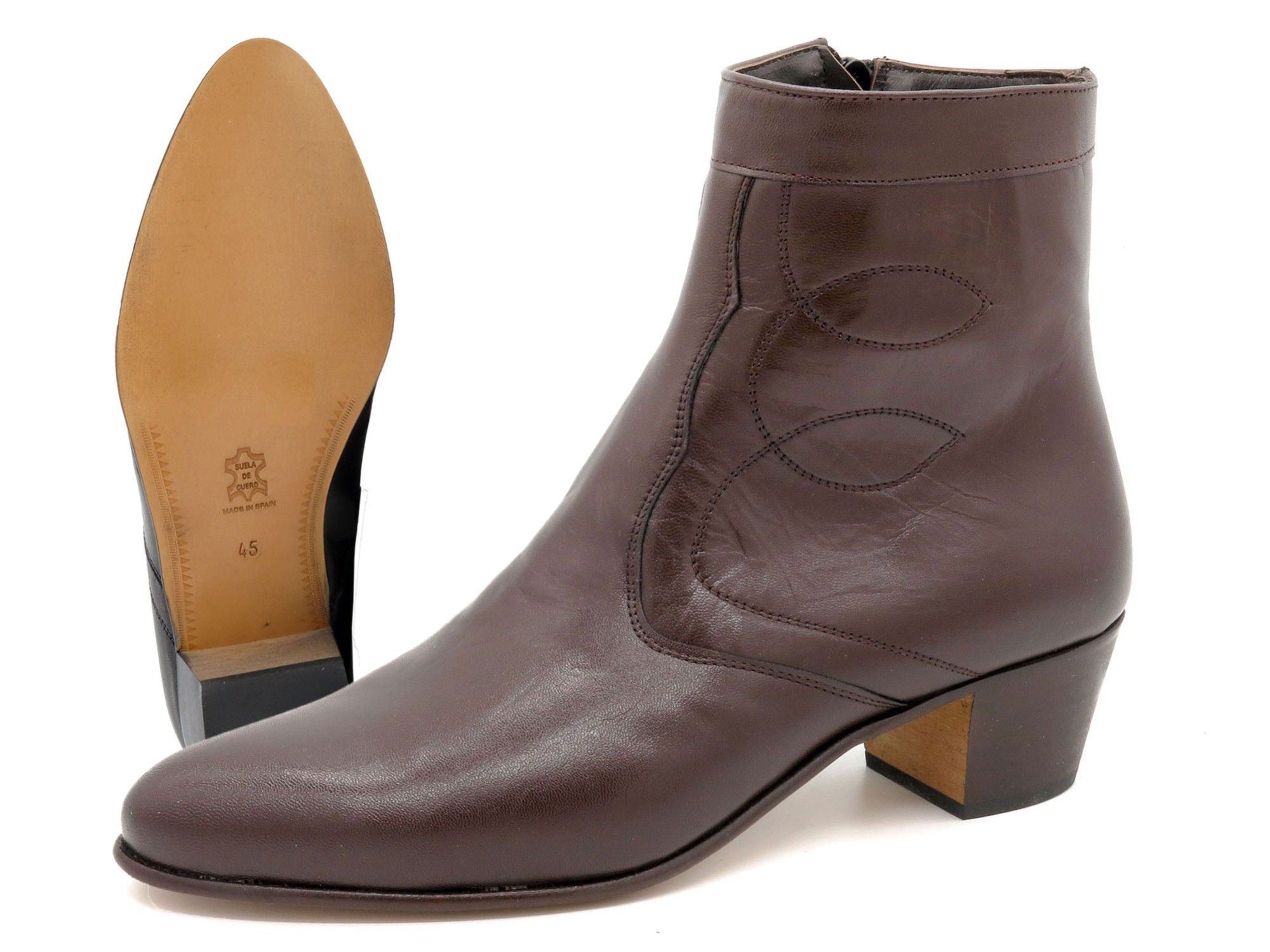 Herren Stiefel mit Ledersohle braune Leder Business Stiefeletten elegante Anzugschuhe 508 Latino Spanien