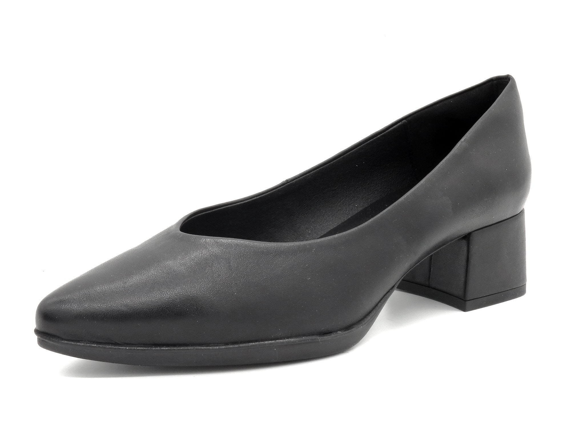 Damen Business Pumps spitz Blockabsatz Leder Damen Pumps Abendschuhe schwarz