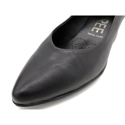 Women's Court Shoes black Leather Formal Business Pumps with Low Heels - Made In Spain Desiree LUKA-2