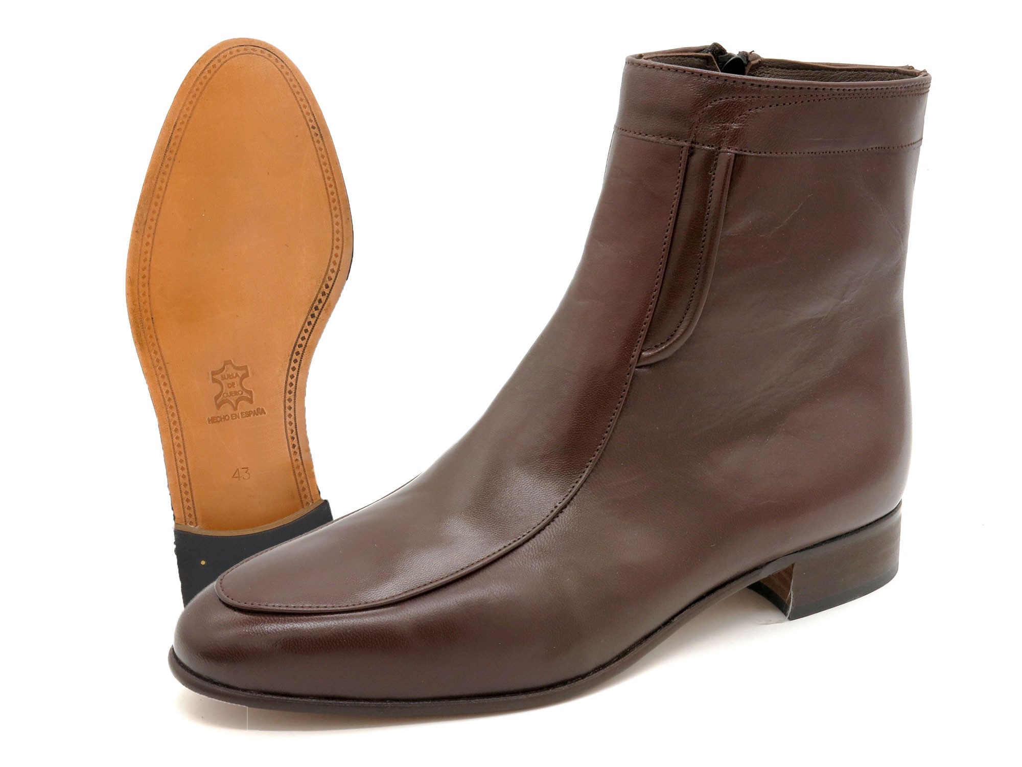 Men's Formal Boots brown Leather Business Dress Boots Leather Soles Zipper 5205 Latino Marttely Spain Men's Formal Boots brown Leather Business Dress Boots Leather Soles Zipper 5205 Latino Marttely Spain
