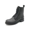 CASUAL Women's Combat Boots black Leather Lace-Up Zipper Boots Made in Portugal 223