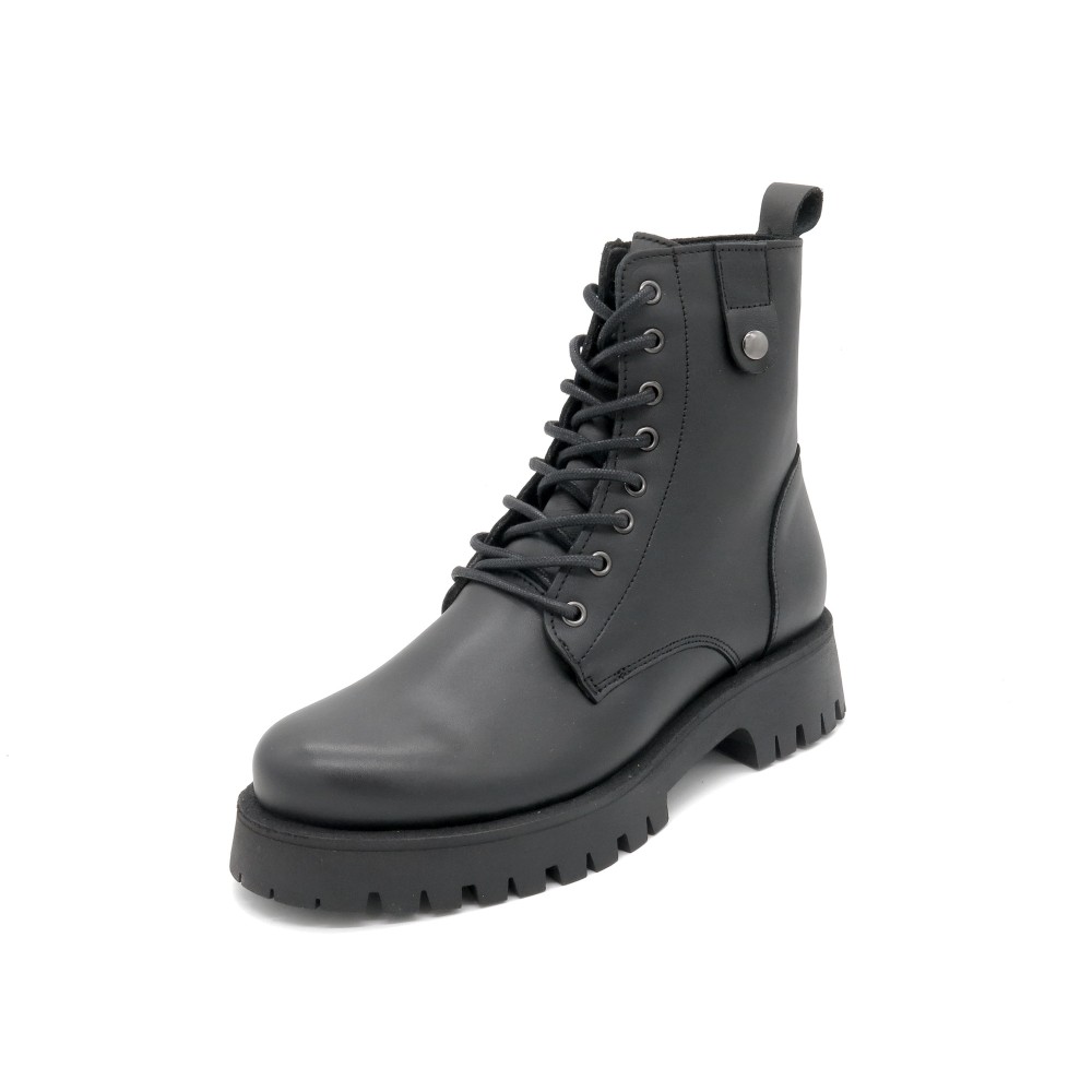 Women's Lace-Up Combat Boots Leather Zipper Boots Made in Portugal CASUAL 413 outlet price
