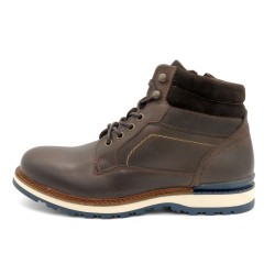 Herren Stiefel Leder schwarz Schnürboots Schnürstiefel mit Reißverschluss 10418 CASUAL Spanien