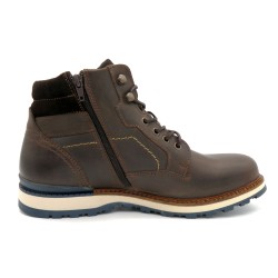 Herren Stiefel Leder schwarz Schnürboots Schnürstiefel mit Reißverschluss 10418 CASUAL Spanien