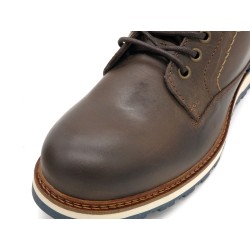 Herren Stiefel Leder schwarz Schnürboots Schnürstiefel mit Reißverschluss 10418 CASUAL Spanien