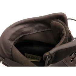 CASUAL Herren Lederstiefel – Schnürboots mit Reißverschluss & Velours-Polsterung