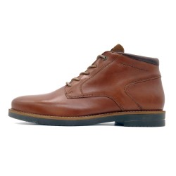 CASUAL Men's Desert Boots Leather Lace-Up Chukka Boots cognac brown - Made In Portugal 8032 outlet price