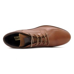 CASUAL Men's Desert Boots Leather Lace-Up Chukka Boots cognac brown - Made In Portugal 8032 outlet price