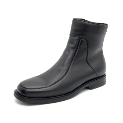 Men's Ankle Boots black Leather Winter Boots with Faux Fur Lining - Made In Spain Latino Marttely 6825