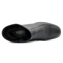 Men's Ankle Boots black Leather Winter Boots with Faux Fur Lining - Made In Spain Latino Marttely 6825