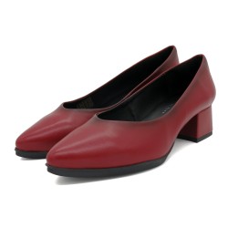 Damen Pumps spitz Blockabsatz Leder Business Schuhe Abendschuhe rot bordeaux Luka-2 Desiree Spanien