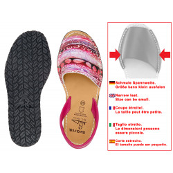 Women's Sandals Leather Avarcas Summer Flat Shoes, pink pattern 377 - Avarca Menorquina - Made in Spain