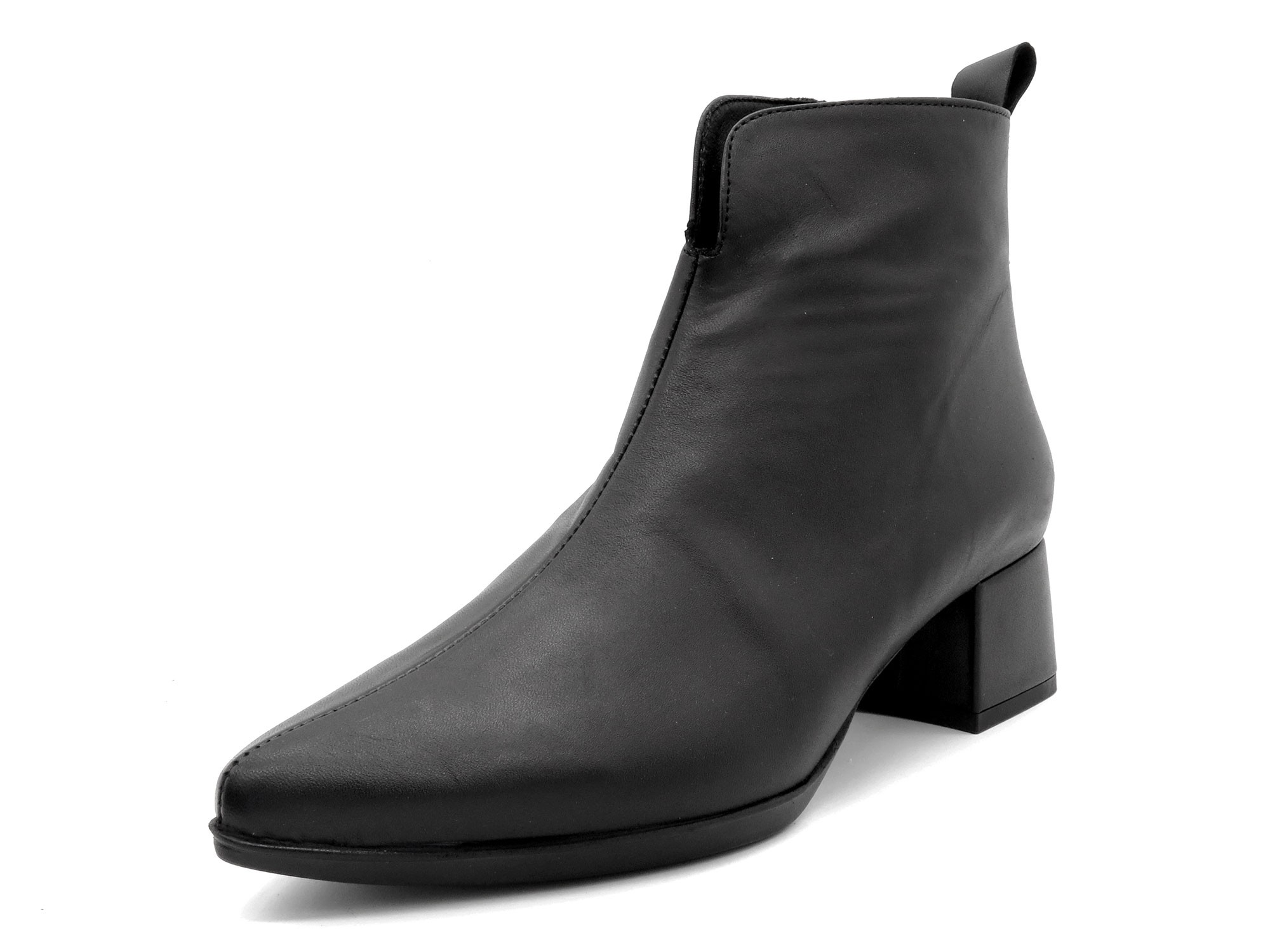 Damen Stiefeletten spitz schwarz Leder Business Schuhe Stiefel mit Reißverschluss Desiree LUKA-3 Spanien