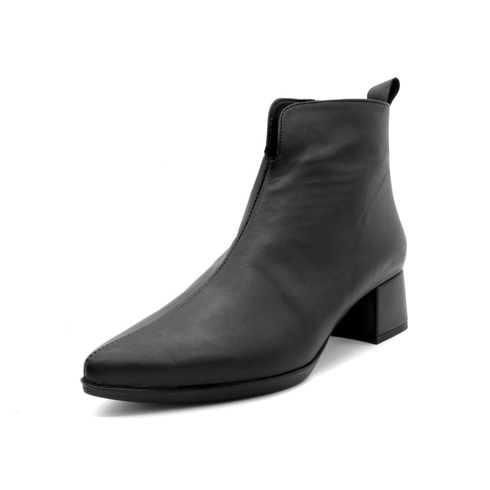 Women's Pointed Ankle Boots black Leather Formal Dress Boots with Zipper Desiree LUKA Made In Spain