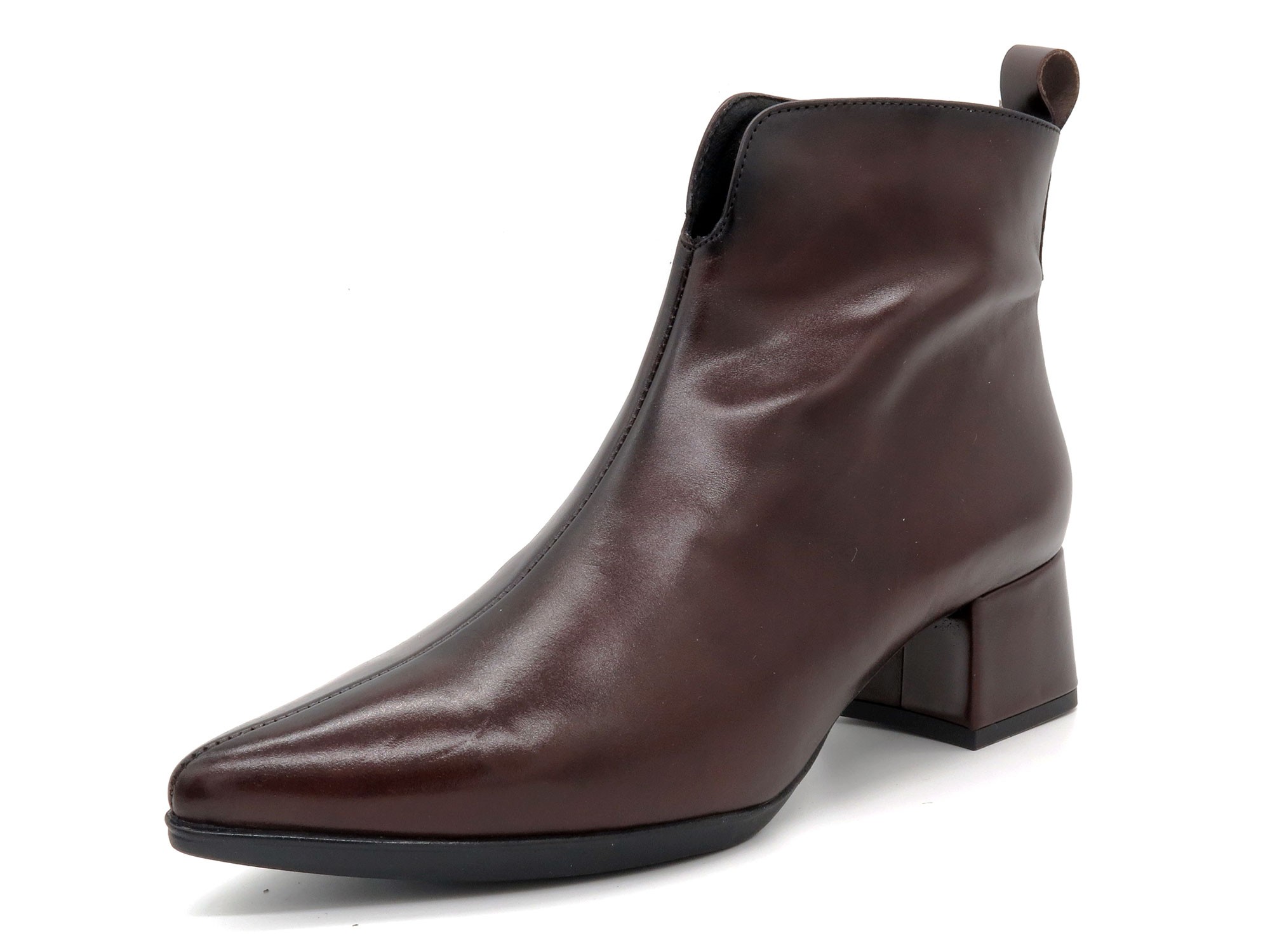 Damen Business Stiefeletten braun Leder spitze Stiefel mit Reißverschluss Blockabsatz LUKA Desiree Spanien