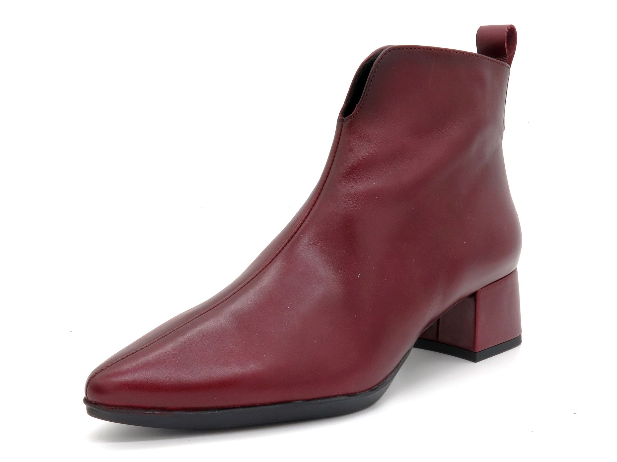 Damen Stiefeletten Leder bordeaux rot elegante spitze Business Stiefel mit Blockabsatz LUKA Desiree Spanien