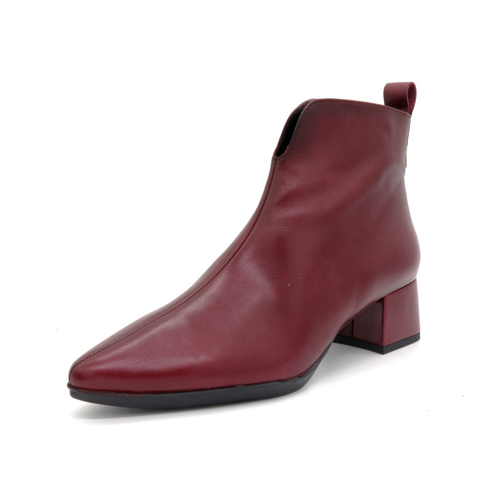 Damen Stiefeletten Leder bordeaux rot elegante spitze Business Stiefel mit Blockabsatz LUKA Desiree Spanien