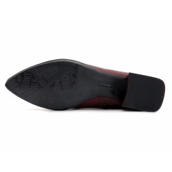 Damen Stiefeletten Leder bordeaux rot elegante spitze Business Stiefel mit Blockabsatz Reißverschluss LUKA Desiree Spanien