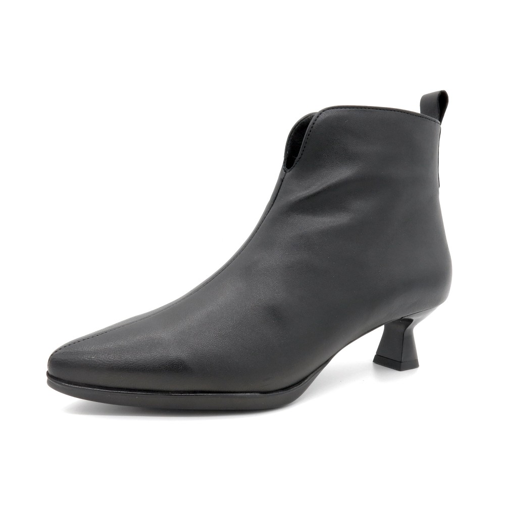 Damen Stiefeletten Kitten Heel Absatz spitz schwarz Leder Business Schuhe Stiefel mit Reißverschluss Desiree LUZY Spanien