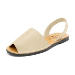 Avarca Herren Sandalen beige Leder Menorquina Sommerschuhe mit Fersenriemen 201 C. Ortuno Avarca
