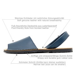 Herren Sandalen Leder Avarca Menorquina Sommerschuhe navy dunkel blau 201 C. Ortuno Spanien