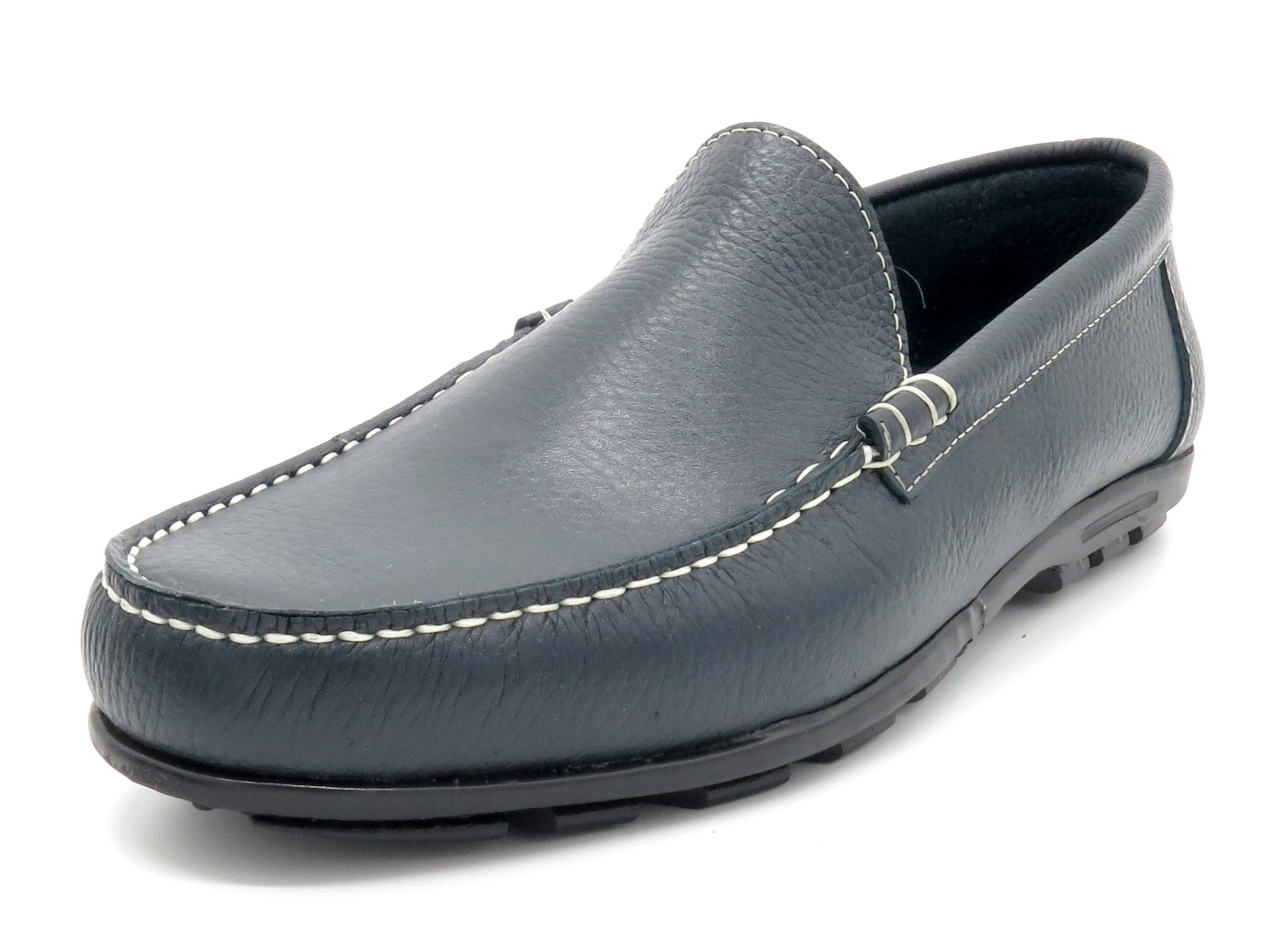 Men's Moccasins navy blue Leather Loafers Goodyear welted Slip-On Shoes Made In Spain 950 Casual brand