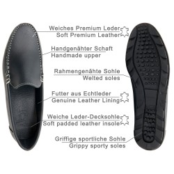 Men's Moccasins navy blue Leather Loafers Goodyear welted Slip-On Shoes Made In Spain 950 Casual brand