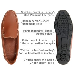 Herren Mokassins Leder Loafer Goodyear rahmengenähte Schlupfschuhe braun 950 Casual Spanien