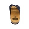 Herren Sandalen mit Fußbett navy blau Nubuk Leder Pantoletten mit Korksohle 8020 Casual
