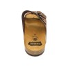 Herren Pantoletten braun Leder Sandalen Hausschuhe Echtleder Fußbett Korksohle Made In Spain 8020 Casual Spanien