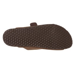 Herren Pantoletten braun Leder Sandalen Hausschuhe Echtleder Fußbett Korksohle Made In Spain 8020 Casual Spanien