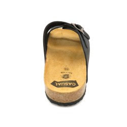 Men's Mules black Nubuck Slippers Sandals Leather Footbed & Cork Sole Made in Spain 8020 Casual