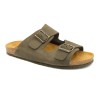 Men’s Nubuck Leather Sandals in Khaki Comfortable Two Strap Summer Sandals Mules 8020 Casual Spain