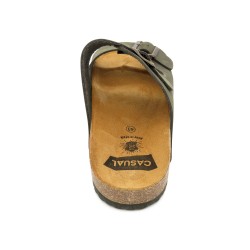 Men’s Nubuck Leather Sandals in Khaki Comfortable Two Strap Summer Sandals Mules 8020 Casual Spain