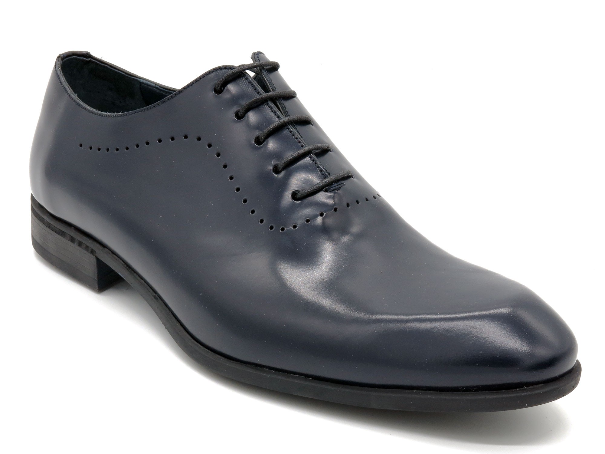 Men’s Navy Full-Grain Leather Dress Shoes – Premium Lace-Up, Handmade in Spain