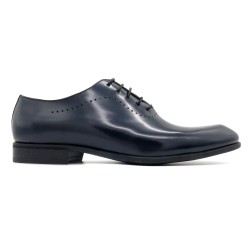 Men’s Navy Full-Grain Leather Dress Shoes – Premium Lace-Up, Handmade in Spain