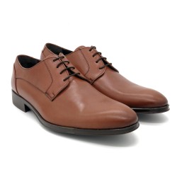 Men’s Premium Leather Dress Shoes cognac brown – Handcrafted Derby Lace-Up Shoes