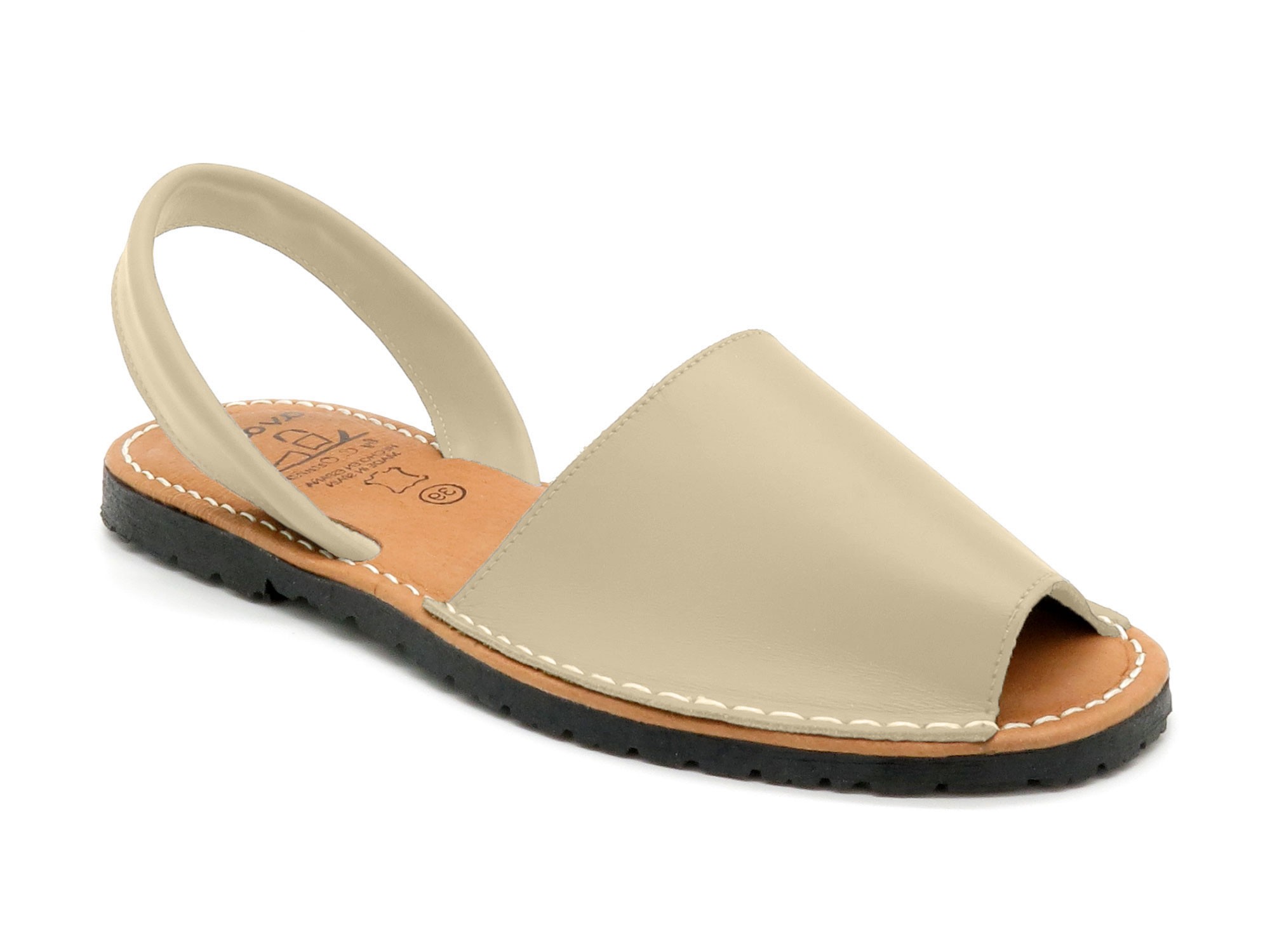 Damen Sandalen Leder beige Avarca Menorquina Echtleder Decksohle weich gepolstert flache Menorca Sommerschuhe Abarca C. Ortuño