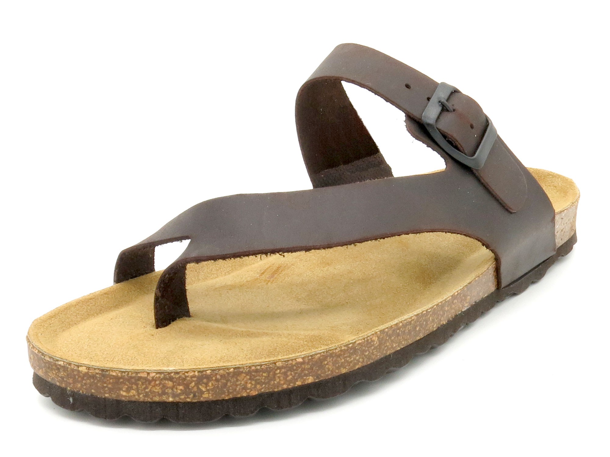 Herren Pantoletten Braun aus Nubukleder mit Echtleder Fußbett & Korksohle – Made in Spain