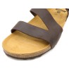 Men’s Leather Sandals with Supportive Heel Strap & Cork Sole, brown - Made in Spain
