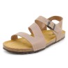Men’s Nubuck Leather Sandals with Supportive Heel Strap & Cork Sole, beige - Made in Spain