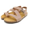 Men’s Nubuck Leather Sandals with Supportive Heel Strap & Cork Sole, beige - Made in Spain