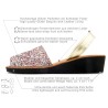 Spanish women’s leather wedge sandals with glitter 3275 original Avarca Menorquina C.Ortuno Made In Spain