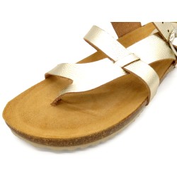 BLUSANDAL Damen Leder Sandalen mit Korksohle & Echtleder Fußbett – Riemchensandalen Made in Spain