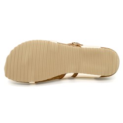 BLUSANDAL Damen Leder Sandalen mit Korksohle & Echtleder Fußbett – Riemchensandalen Made in Spain