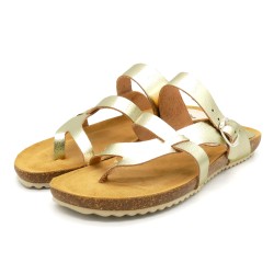 BLUSANDAL Damen Leder Sandalen mit Korksohle & Echtleder Fußbett – Riemchensandalen Made in Spain