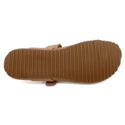 Damen Pantoletten Braun Leder – Flache Zehentrenner Sandalen mit Korksohle und Gel-Fußbett