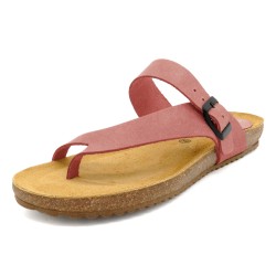 Damen Zehentrenner Rosa aus Leder mit anatomischem Korkfußbett – Made in Spain